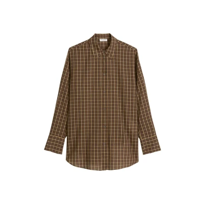 Afbeelding van Marc O&#039;Polo Blouse chocoladebruin / ombergrijs mokka