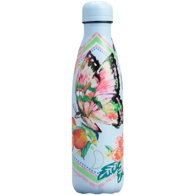 Afbeelding van Thermosfles Blauw Sketchbook Butterfly 500ml RVS Chilly&#039;s Tropical Edition 7 X 26 Cm Nice thingZ