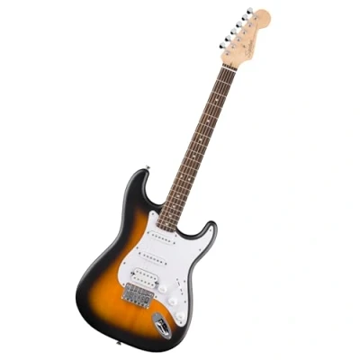 Afbeelding van Squier by Fender Debut Collectie HT HSS Stratocaster elektrische gitaar, Laurel toets, witte slagplank, 2 tone sunburst