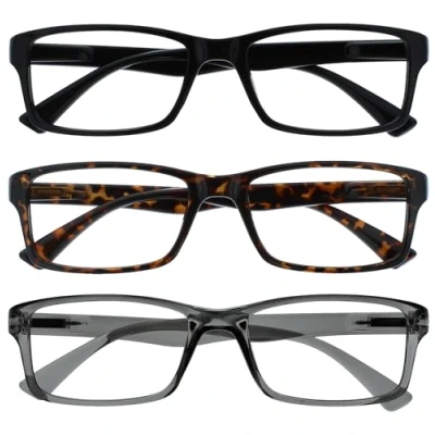 Afbeelding van Leesbril 3 Stuks Lezers Zwart Bruin Grijs Mannen Vrouwen RRR92 127 +3,00