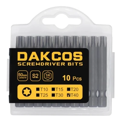Afbeelding van DAKCOS T40 bit lang, Torx T40, assortiment van S2 (lengte: 50 mm, 10 stuks)