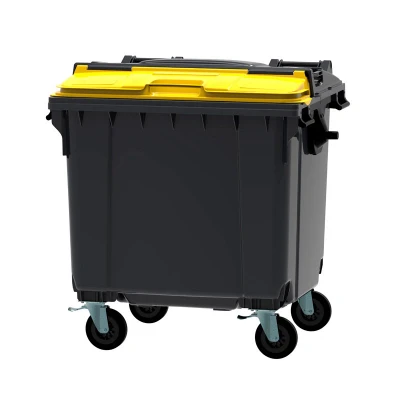 Afbeelding van Container 1100 liter split deksel grijs/geel