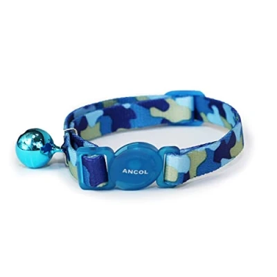 Afbeelding van Ancol Camouflage Kattenhalsband met veiligheidsgesp Blauw