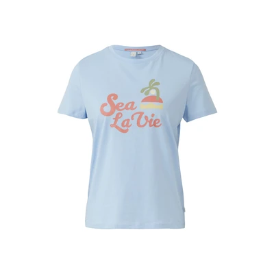 Afbeelding van QS Tshirt print, Dames, Maat: Small, Hellblau