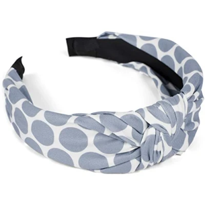 Afbeelding van styleBREAKER Dames haarband met stippenpatroon en knopen, retro stijl rockabilly vintage look, 04027023, kleur:Wit Grijs