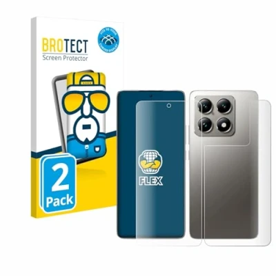 Afbeelding van BROTECT Screenprotector voor Xiaomi 14T Pro (Voor+Achter) Folie Beschermfolie transparant volledig dekking (2 Stuks)