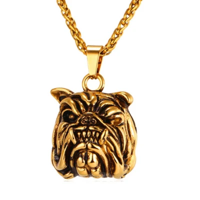 Afbeelding van Heren ketting Kettinghanger Mendes Bulldog Edelstaal Goudkleurig