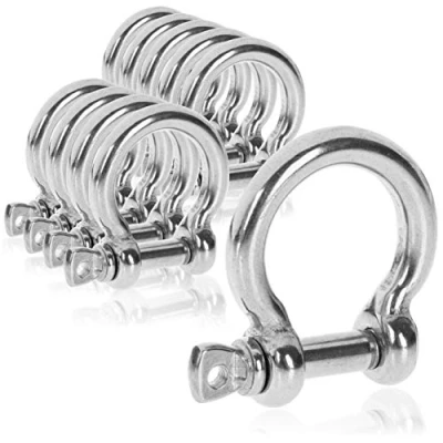Afbeelding van COM FOUR® 10x sluitingen rond karabijnhaak klein met schroefsluiting gebogen oogbouten RVS 304 4,5 x 30 mm (10 stuks O vorm)