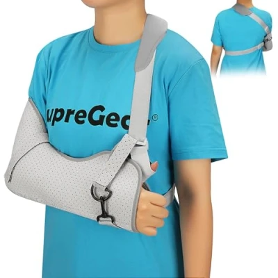 Afbeelding van supregear Arm Sling Schouderimmobilisator, Comfortabel Medisch Rotator Manchet Ondersteuningsbrace Mannen Vrouwen Band voor Schouderblessure, Gebroken &amp; Botten, Grijs, L