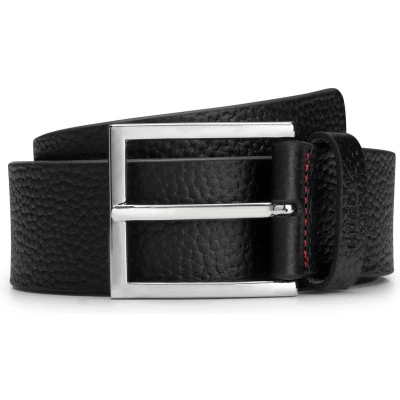 Afbeelding van HUGO BOSS heren Giaspo riem van leer in de kleur Zwart, maat: 80 cm