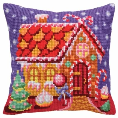 Afbeelding van Kruissteek Gingerbread Kussen Kit: 5 391 Collection D&#039;Art Maat 40x40 cm.