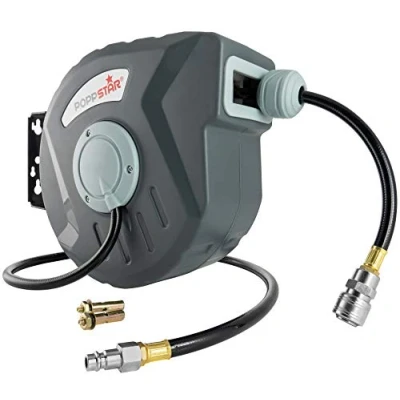 Afbeelding van Poppstar Persluchtslanghaspel (Slang: 10m + 1m, Binnendiameter 5/16&quot; (8x12mm), 3/8&quot;BSPT), Slanghaspel met Automatische Oproller voor Perslucht Slang