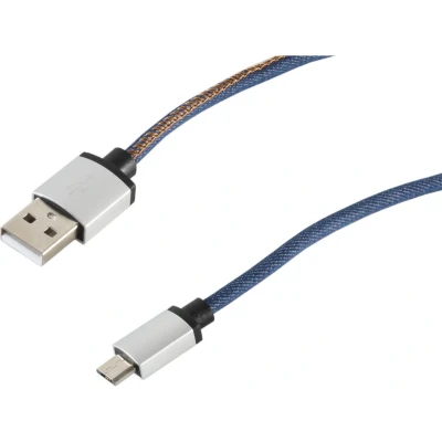 Afbeelding van USB Micro B naar A kabel USB2.0 tot 2A / blauw jeans 2 meter