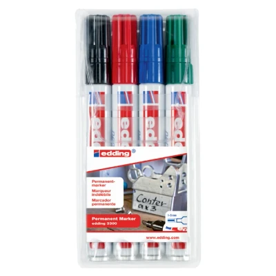Afbeelding van Viltstift edding 3300 schuin 1 5mm assorti blister à 4 stuks