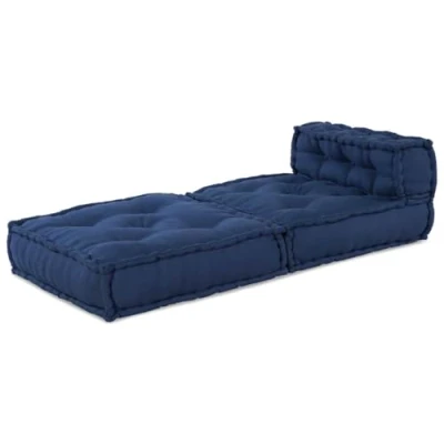 Afbeelding van vidaXL Pouffe Indigo Stof (100% katoen) 70 x 54 cm