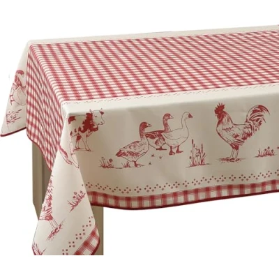 Afbeelding van Le linge de Jules Tafelkleed, vuilafstotend, boerderij, rood, rechthoekig, 150 x 240 cm