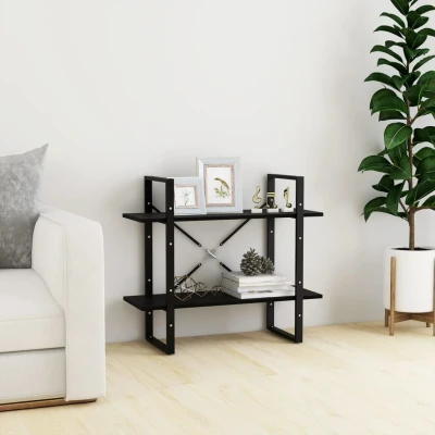 Afbeelding van Boekenkast met 2 schappen 80x30x70 cm massief grenenhout zwart
