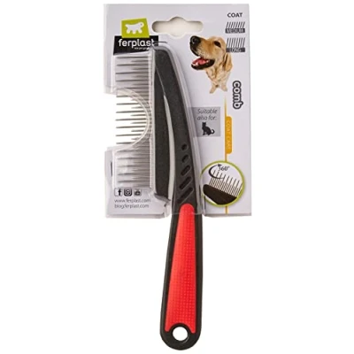 Afbeelding van Ferplast Kam Roterende Tanden Hondenvachtkam 19.8x1.4x5.5 cm Rood Zwart