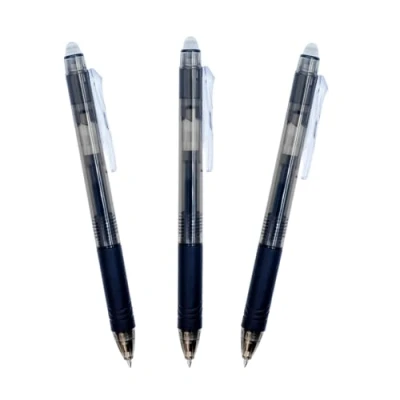 Afbeelding van RAYLU PAPER® Uitwisbare balpen, gelinkt, zwart, 1 mm punt en 0,7 lijnbreedte (3 zwart)