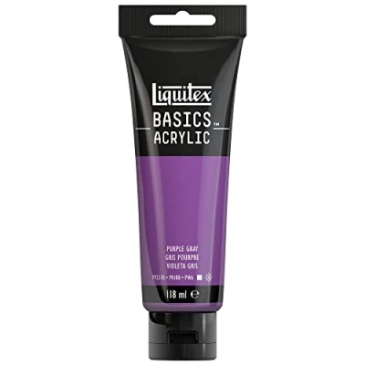 Afbeelding van Liquitex Basics 8870080 Monopigmenteerde acrylverf, kunstenaarspigmenten, lichtecht, gemiddelde viscositeit, achivkwaliteit, zijdeglanzende afwerking, 118ml Purple Grey
