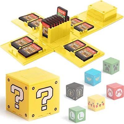 Afbeelding van Games Opberghoes voor Switch Video Game Kaarthouder Beschermend Opbergsysteem Card Organizer Reiscontainer Box Harde Shell met 16 Slots (？Geel)