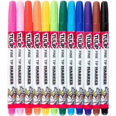 Afbeelding van Tulip Permanent fabric markers Fine writers 12pcs
