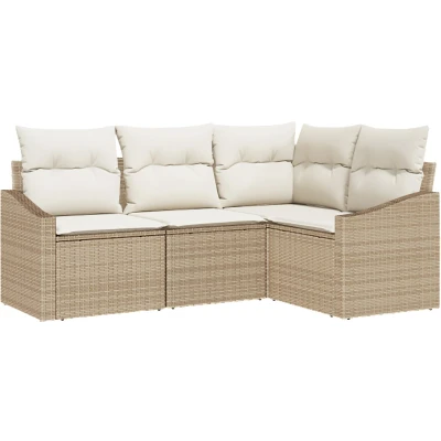 Afbeelding van vidaXL Tuin Sofa Set van 4 Beige PE Rattan Hoekbank