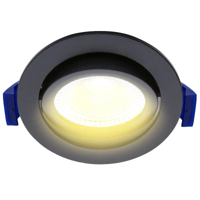 Afbeelding van Led inbouwspot badkamer zwart, warm wit (2700K), kantelbaar, 5W vervangt 50W, zaagmaat Ø75mm, buitenmaat Ø85mm, 23mm diep