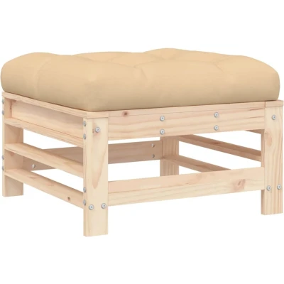Afbeelding van Houten Loungeset Met Kussens Massief (Grenenhout of Douglas hout) 1 / Natuurlijk grenenhout Voetensteun