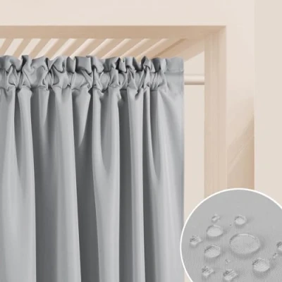 Afbeelding van ROOM99 Outdoorgordijn met plooiband, Garden Line, weerbestendig, waterdicht, inkijkbescherming, zonwering, voor tuin, 155 x 200 cm breed hoogte, lichtgrijs