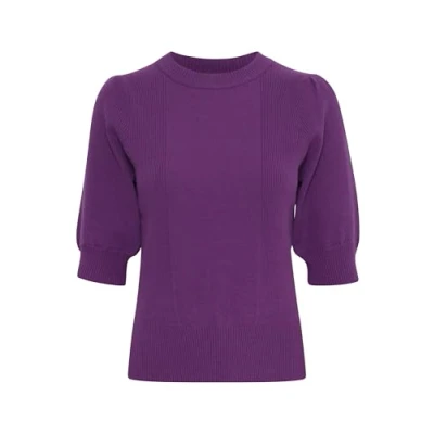 Afbeelding van ICHI Ihboston Tshirt basic, Dames, Maat: Small, Imperial purple