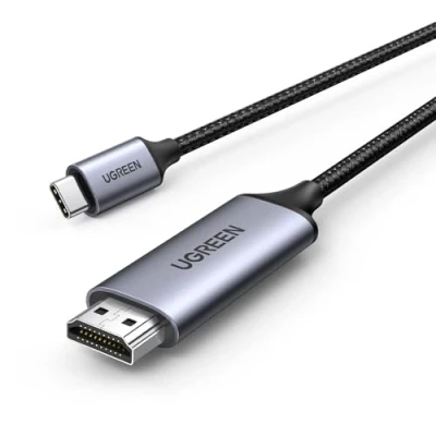 Afbeelding van UGREEN USB C naar HDMI Kabel 4K 60Hz 1m Thunderbolt 3/USB 3.1 UHD Gevlochten Aluminium compatibel met iPhone 15 MacBook Pro 2022, iPad Pro/Air, Galaxy S23 Ultra enz. (3M)