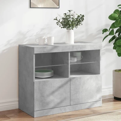 Afbeelding van Dressoir met LED verlichting 81x37x67 cm betongrijs
