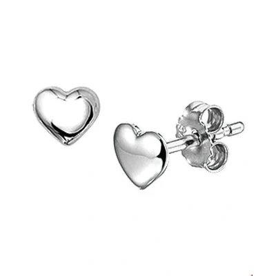 Afbeelding van Oorknoppen Hart zilver gerhodineerd glanzend 5 mm x 5.5