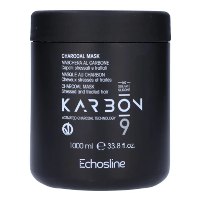 Afbeelding van Echosline Karbon 9 Charcoal Mask Maschera Al Carbone Per Capelli Stressati E Trattati 1000 ml