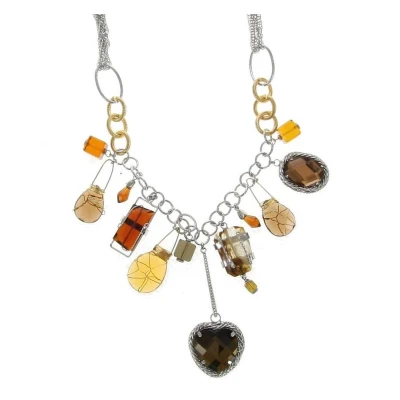 Afbeelding van Behave ketting Diverse hangers met stenen en bewerkte kralen Mode accessoires Nikkelvrij 81 cm