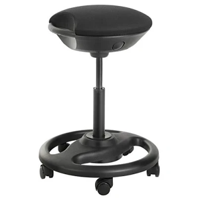 Afbeelding van SONGMICS werkkruk, ergonomische wielkruk, draaistoel op wielen, extra grote zitting, 10 kantelbaar, in hoogte verstelbaar, werkkamer, kantoor, dik kussen, zwart OSC06BK