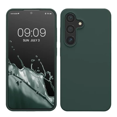 Afbeelding van kwmobile telefoonhoesje geschikt voor Samsung Galaxy S24 Hoesje met siliconen coating Smartphone case in blauwgroen