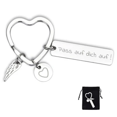Afbeelding van Willingood sleutelhanger voor in de auto, hart, geluksbrenger, sleutelhanger, cadeau rijbewijs, Kerstmis, verjaardag, beschermengel, vrouwen, beste vriendin, moeder en meisje, zilver