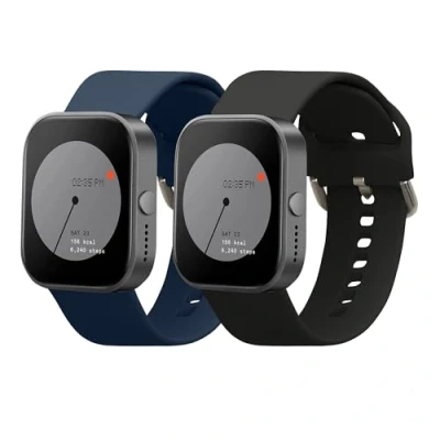 Afbeelding van kwmobile 2x horlogebandjes geschikt voor CMF by Nothing Watch Pro (D395) bandje Smartwatch bandjes van TPU Activity tracker horloge band in zwart / donkerblauw
