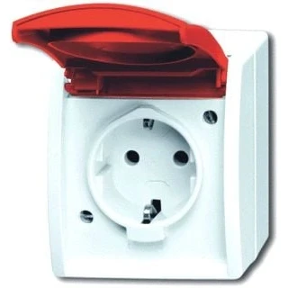 Afbeelding van Abb busch jaeger tekstwandcontactdoos ra kd rood opbouw ip44 o alpin 2cka002083a0839