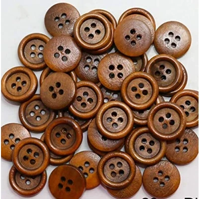 Afbeelding van Handarbeit Lieblingsladen 20 mooie houten knopen rond bruin mm 4 gaten om op te naaien vier