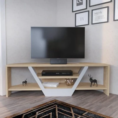 Afbeelding van Norah TV meubel 120cm Wit en Licht Eik Menzzo