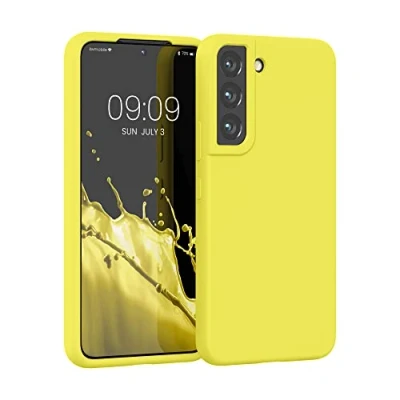 Afbeelding van kwmobile telefoonhoesje geschikt voor Samsung Galaxy S22 Hoesje met siliconen coating Smartphone case in citroengeel