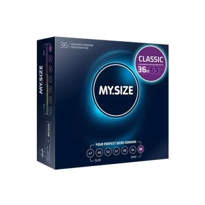 Afbeelding van MY.SIZE Classic condooms maat 7 I 69 mm breed 36 stuks grootverpakking premium extra dun true to touch gossamer dunne 0,07 wanddikte veganistisch