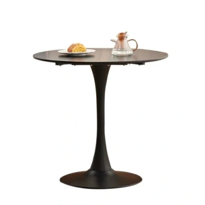 Afbeelding van GrandCA HOME 80 cm, modern, ronde eettafel, eettafel rond, geschikt voor 2 4 personen, keuken, woonkamer, eetkamer, zwart