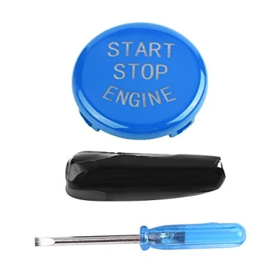 Afbeelding van Drukknop voor het uitschakelen van de motor, knop schakelaar om motor te stoppen (blauw) Wijzigingen aan interieur en exterieur auto