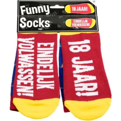 Afbeelding van Paper Dreams Sokken Funny Socks 18 Jaar Katoen Blauw One size
