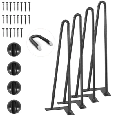 Afbeelding van VEVOR 406,4 mm haarspeld meubelpoten, metalen doe het zelf projecten voor nachtkastje, salontafel, bureau, 226,8 kg laadvermogen met rubberen vloerbeschermers, zware stevige moderne