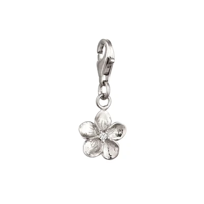 Afbeelding van Elli Bedel Dames Frangipani Bloemenhanger Zirkonia Diamant Geslepen Wit 925 Sterling Zilver Zomer / Strand